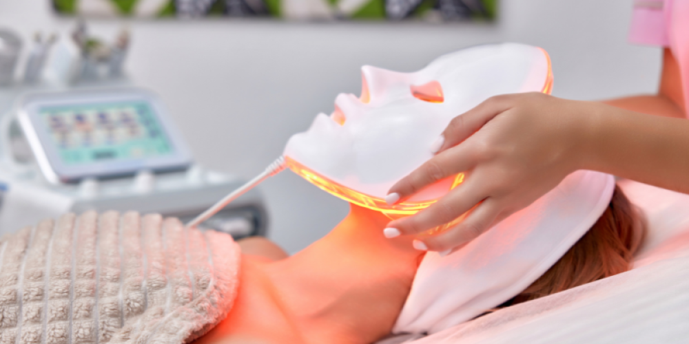 Femme portant un masque led