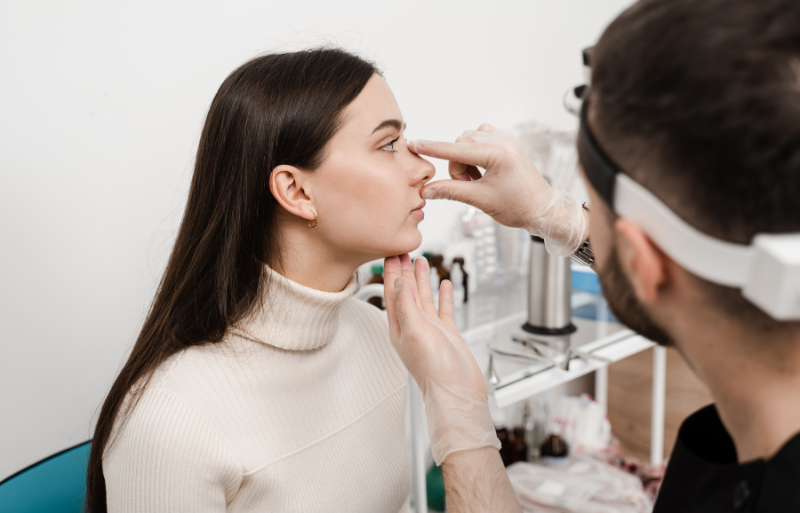 femme en consultation pour une rhinoplastie